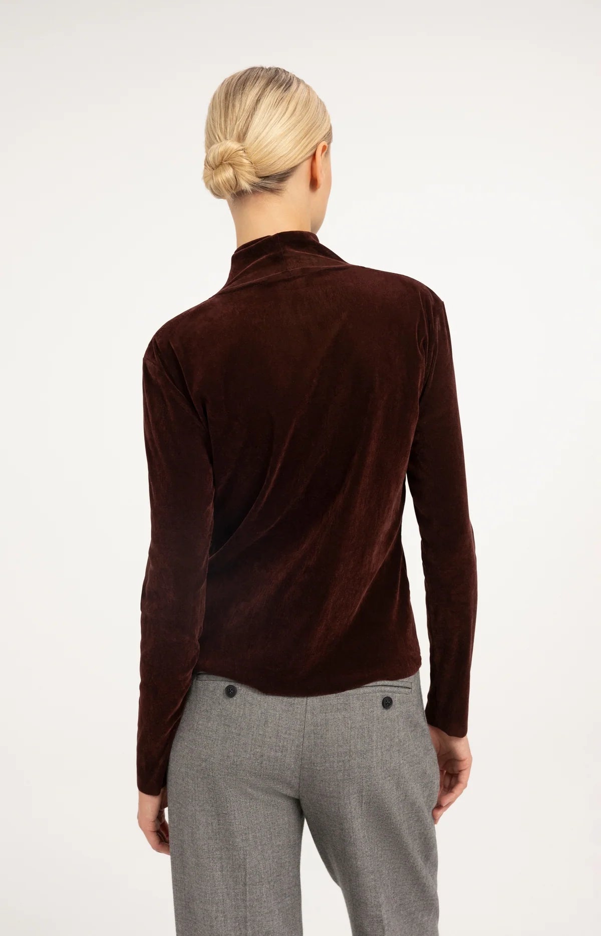 YAYA Velvet Mesh Top