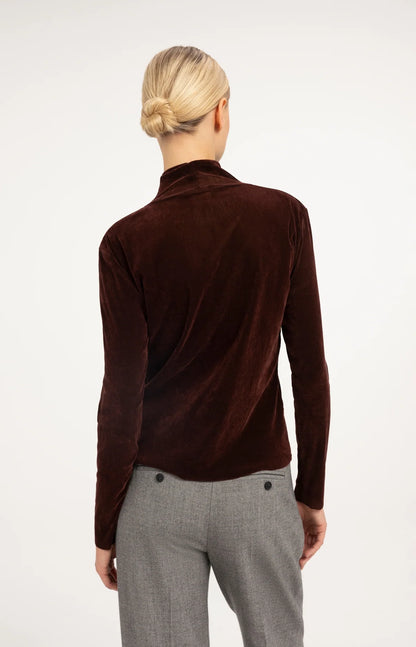 YAYA Velvet Mesh Top
