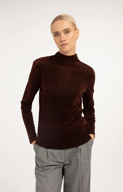 YAYA Velvet Mesh Top